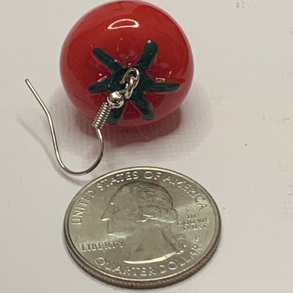 Tomato Earring, Fruit Earring, Vegetable Earring, Funny Food Earring, Gift Idea - Picture 3 of 4